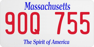 MA license plate 9OQ755