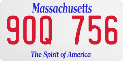 MA license plate 9OQ756