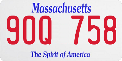 MA license plate 9OQ758