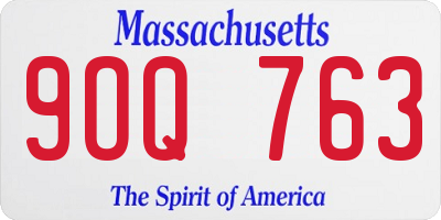 MA license plate 9OQ763