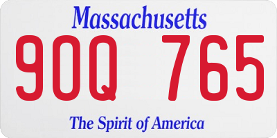MA license plate 9OQ765