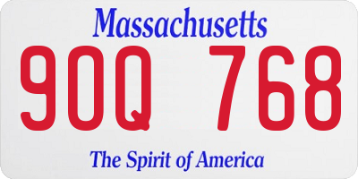 MA license plate 9OQ768