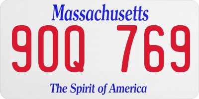 MA license plate 9OQ769