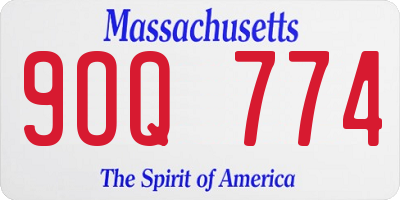 MA license plate 9OQ774