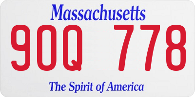 MA license plate 9OQ778