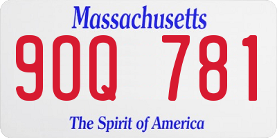 MA license plate 9OQ781
