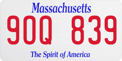 MA license plate 9OQ839