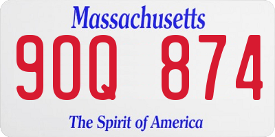 MA license plate 9OQ874