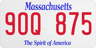 MA license plate 9OQ875