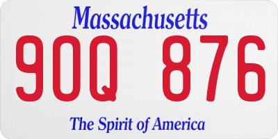 MA license plate 9OQ876