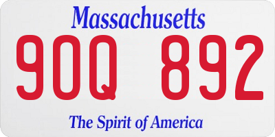 MA license plate 9OQ892