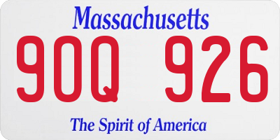 MA license plate 9OQ926