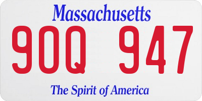 MA license plate 9OQ947