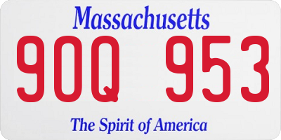 MA license plate 9OQ953