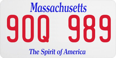 MA license plate 9OQ989