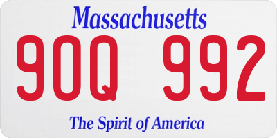 MA license plate 9OQ992