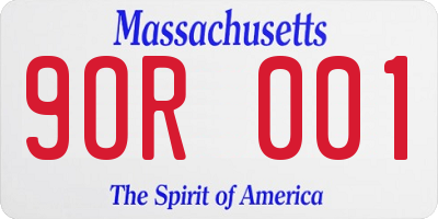 MA license plate 9OR001