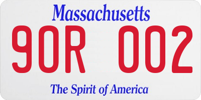 MA license plate 9OR002