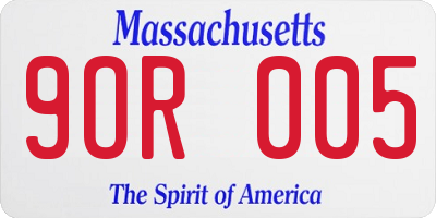 MA license plate 9OR005