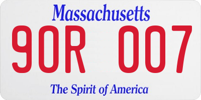 MA license plate 9OR007