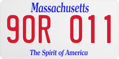 MA license plate 9OR011