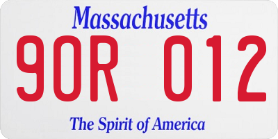 MA license plate 9OR012