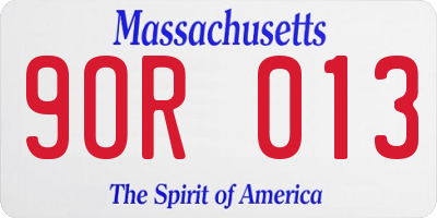 MA license plate 9OR013
