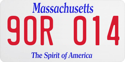 MA license plate 9OR014
