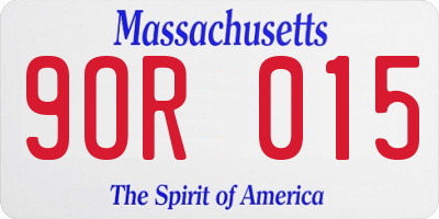 MA license plate 9OR015