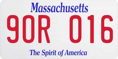 MA license plate 9OR016