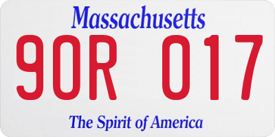 MA license plate 9OR017