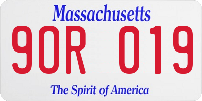 MA license plate 9OR019