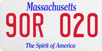 MA license plate 9OR020
