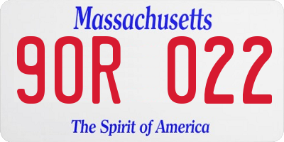 MA license plate 9OR022
