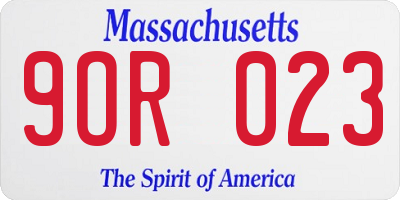 MA license plate 9OR023
