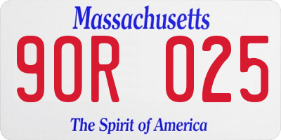 MA license plate 9OR025