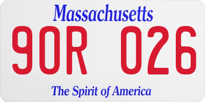 MA license plate 9OR026