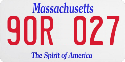 MA license plate 9OR027