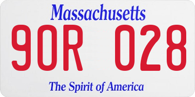 MA license plate 9OR028