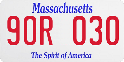 MA license plate 9OR030