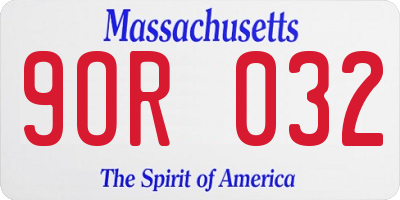 MA license plate 9OR032