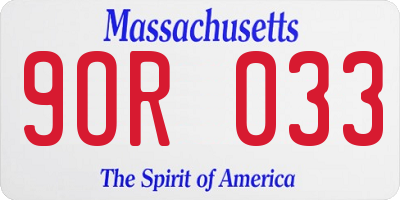 MA license plate 9OR033