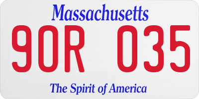 MA license plate 9OR035