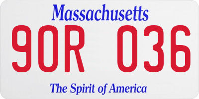 MA license plate 9OR036