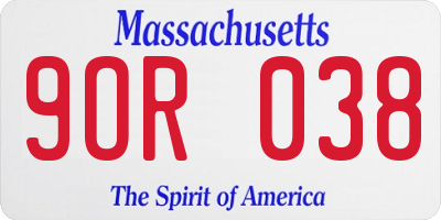 MA license plate 9OR038
