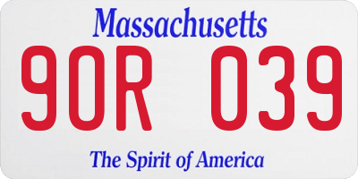 MA license plate 9OR039