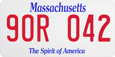 MA license plate 9OR042