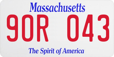 MA license plate 9OR043
