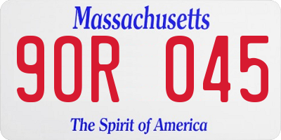 MA license plate 9OR045