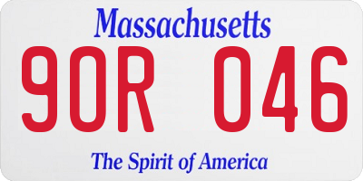 MA license plate 9OR046